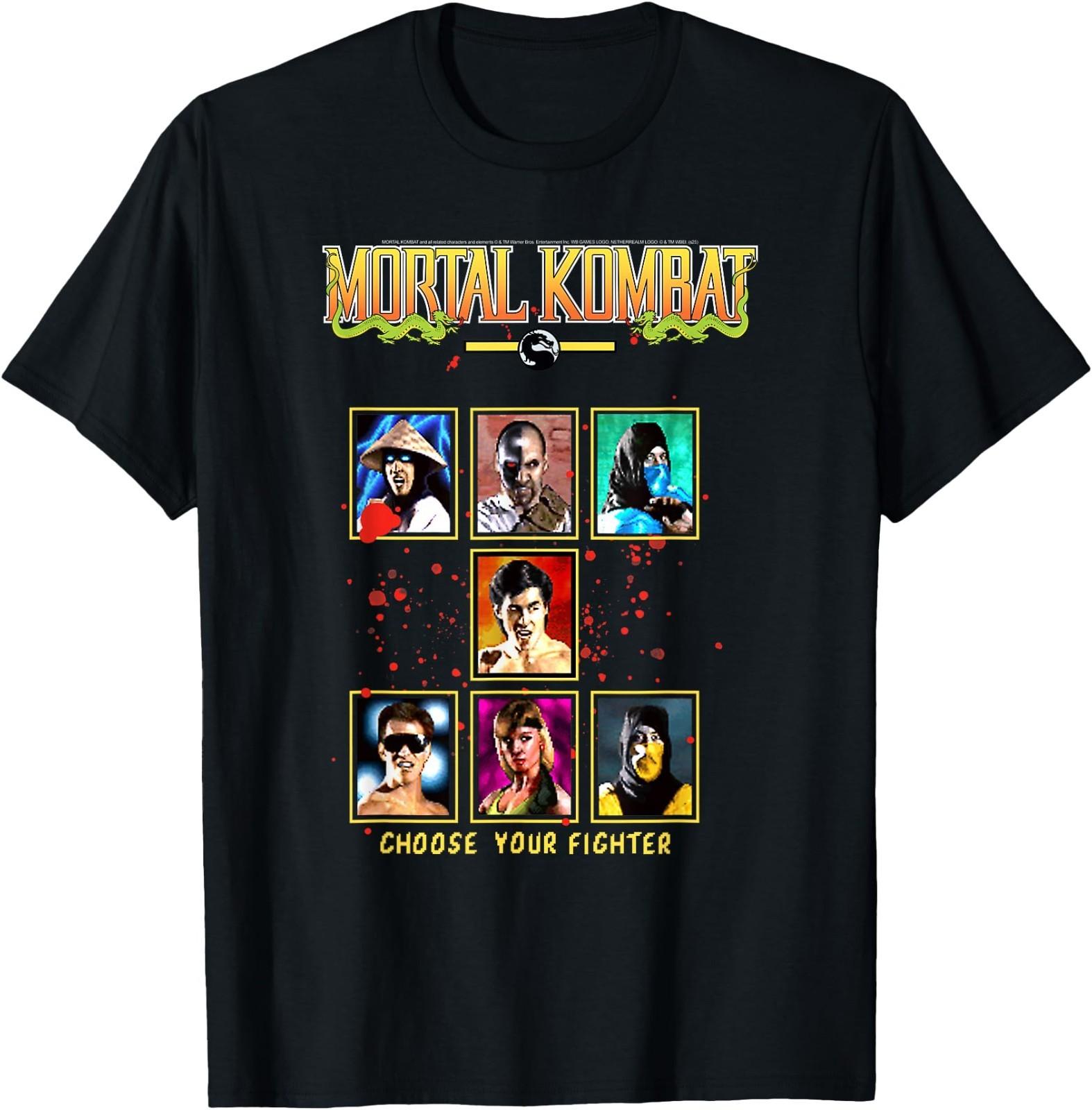 Mortal Kombat Choose Your Fighter Arcade Screen Video Game T-Shirt L