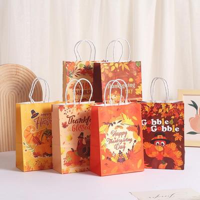 Thanksgiving Kraft Paper Goodie Bag - Party Tote & Packaging Bag