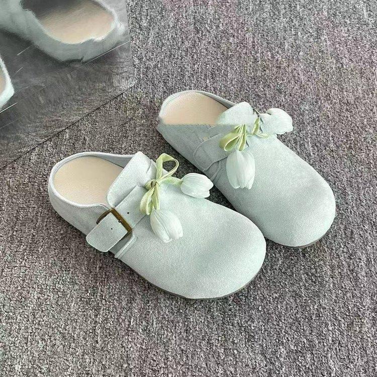 Thick-soled one-pedal lazy shoes women's 2025 summer new outer wear bag head half slippers belt buckle fashionable Birkenstocks