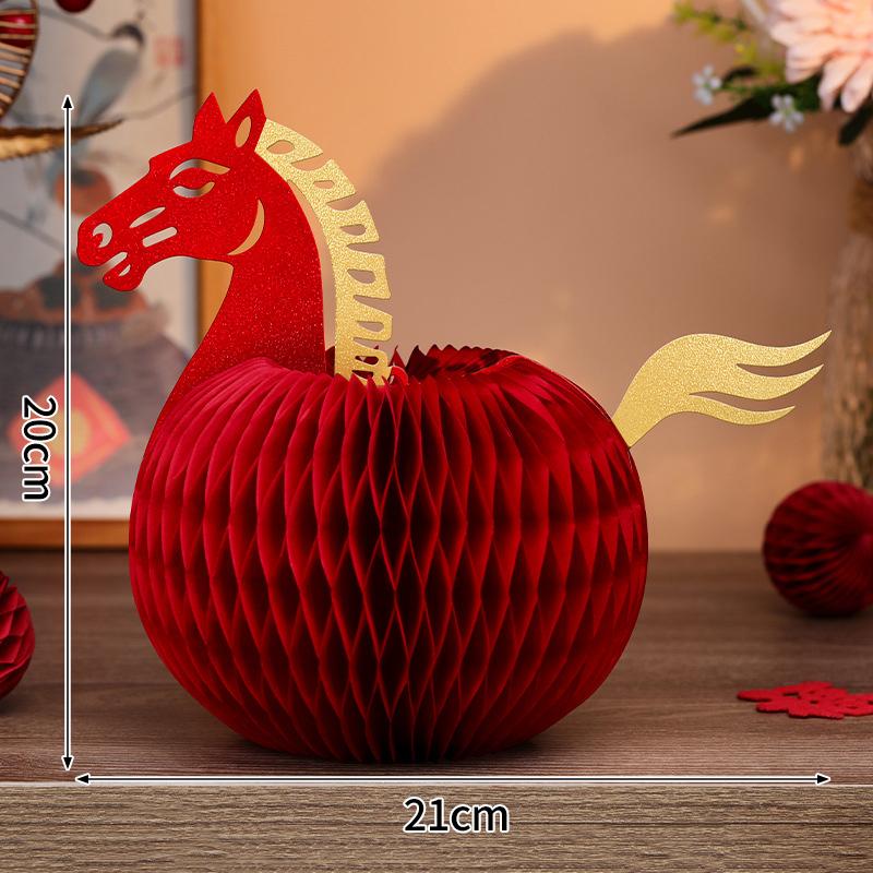 Horse Shape Ornaments For  Chinese New Year Desktop Parper Honeycomb Balls Festival Party Gifts Room Decoration