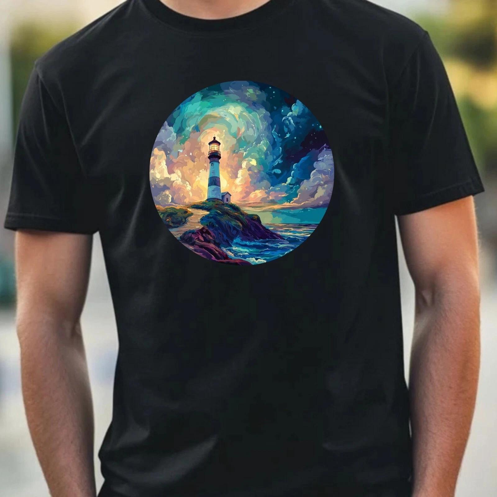T-Shirt Herren Leuchtturm Portrait Motiv Baumwolle Größe XS bis 5XL XL