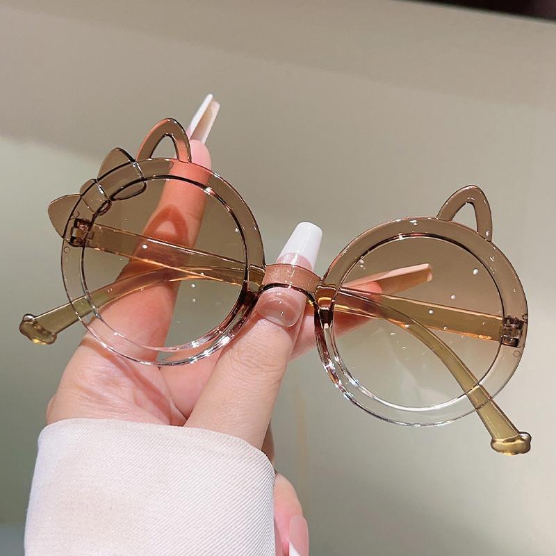 1/7 Pcs Round Children Sunglasses New Cute Cat Shaped Candy Color Decor Shades for Girls Trendy Stylish Kids Sun Glasses