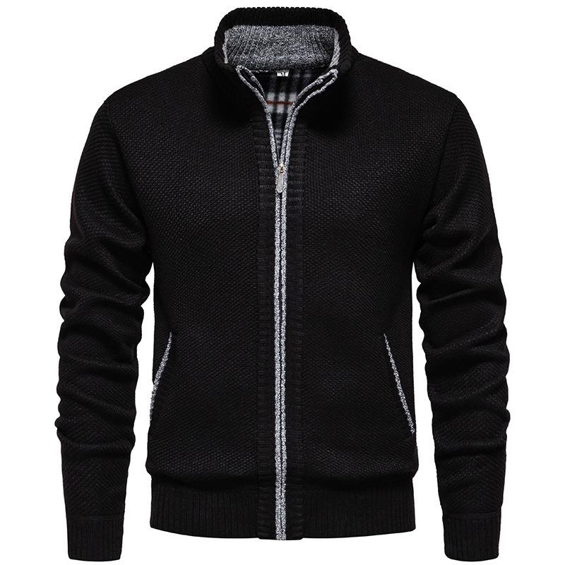 Men's Plus Size Stand Collar Cardigan: 2025 Autumn/Winter Warm Knit Sweater Coat