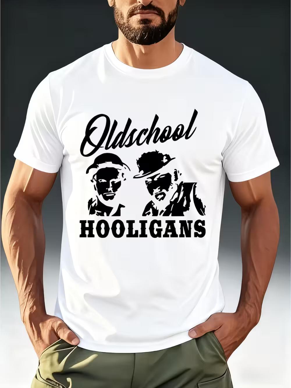 Men s Vintage Oldschool HOOLIGANS T-Shirt - Retro 80s/90s Hooligan Character Print XXXL