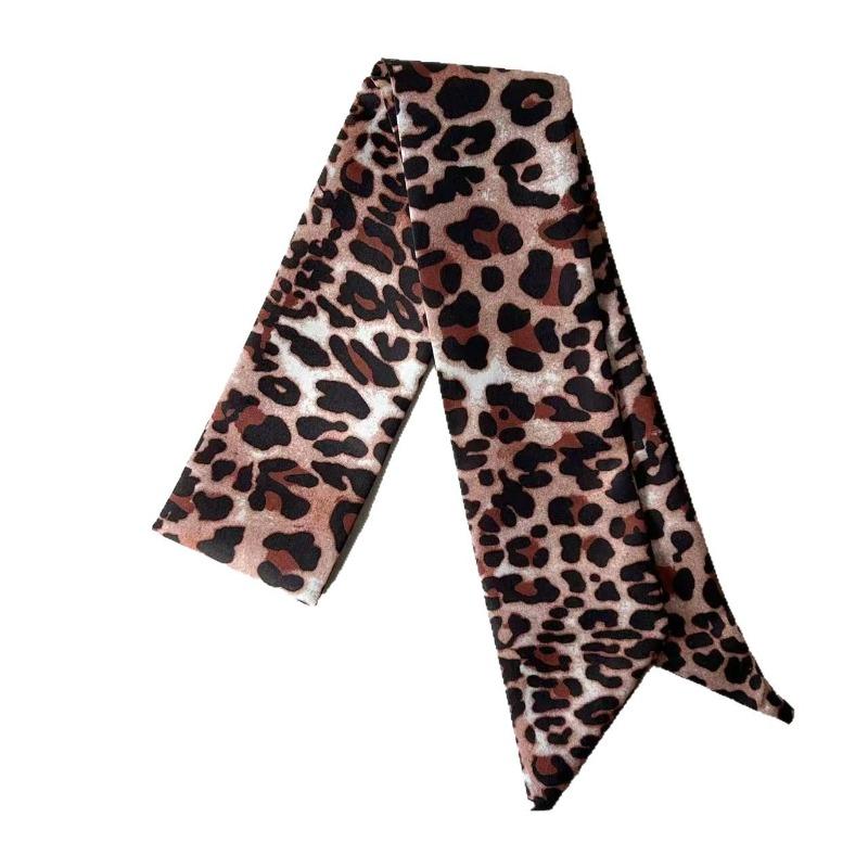 New Leopard Print Silk Scarf Hair Tie Decorative for Women, Aesthetic Hairband , Daily Party Holiday Gift