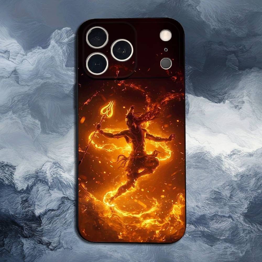 Lord Shiva Mahadevs of Indiav Case For iPhone 12,14,15,16,17,13,11,X,Mini,Plus,Pro Max,8,7,XR,SE,XS,Soft Silicone Black