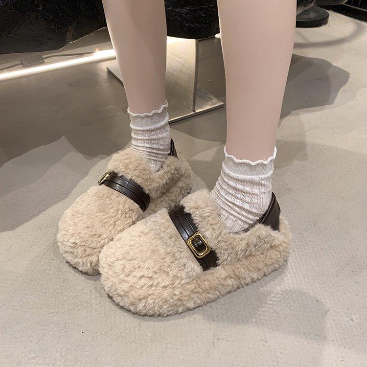 Mao Mao Shoes Women Wear Warm Doudou Shoes In Winter New Thick Soles Heightening Internet Celebrities Pregnant Women Cotton Shoes