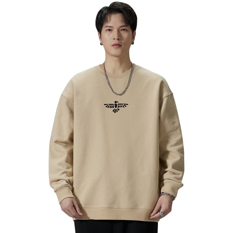 Autumn And Winter Heavy Cotton Crew Neck Sweater Men'S Loose Large Size American Retro Men'S 3D Printed Top Trendy Brand