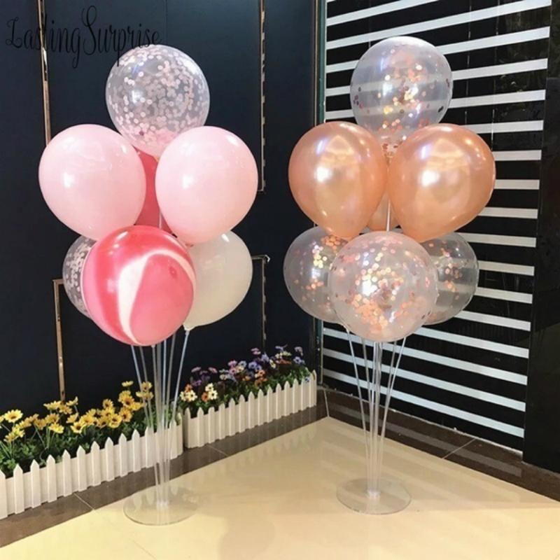 Uchwyt na balony Podstawa kolumny Stojak na balony Przezroczysty plastikowy kij do balonów Dekoracja na przyjęcie urodzinowe