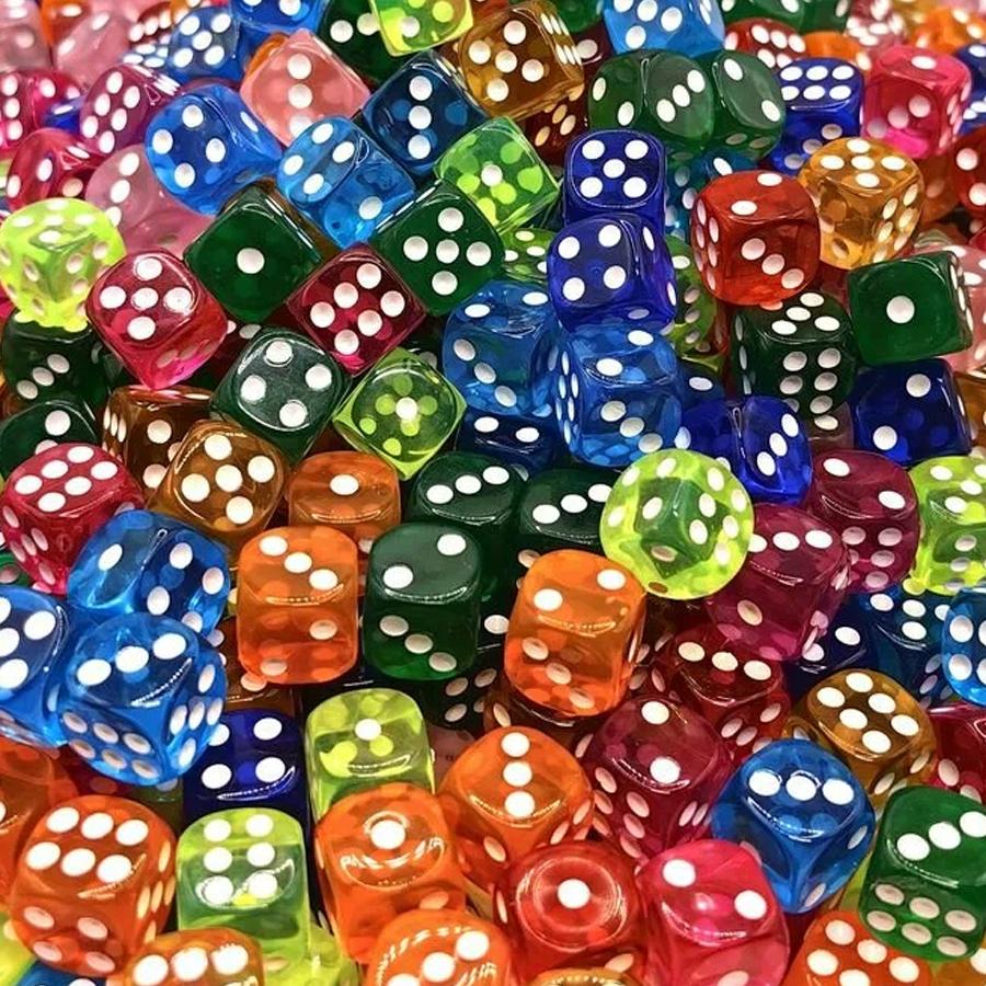 10/20/40pcsTransparent Dice 14mm Acrylic Interactive Game Tool Board Activity Entertainment Supplies for Party XJM