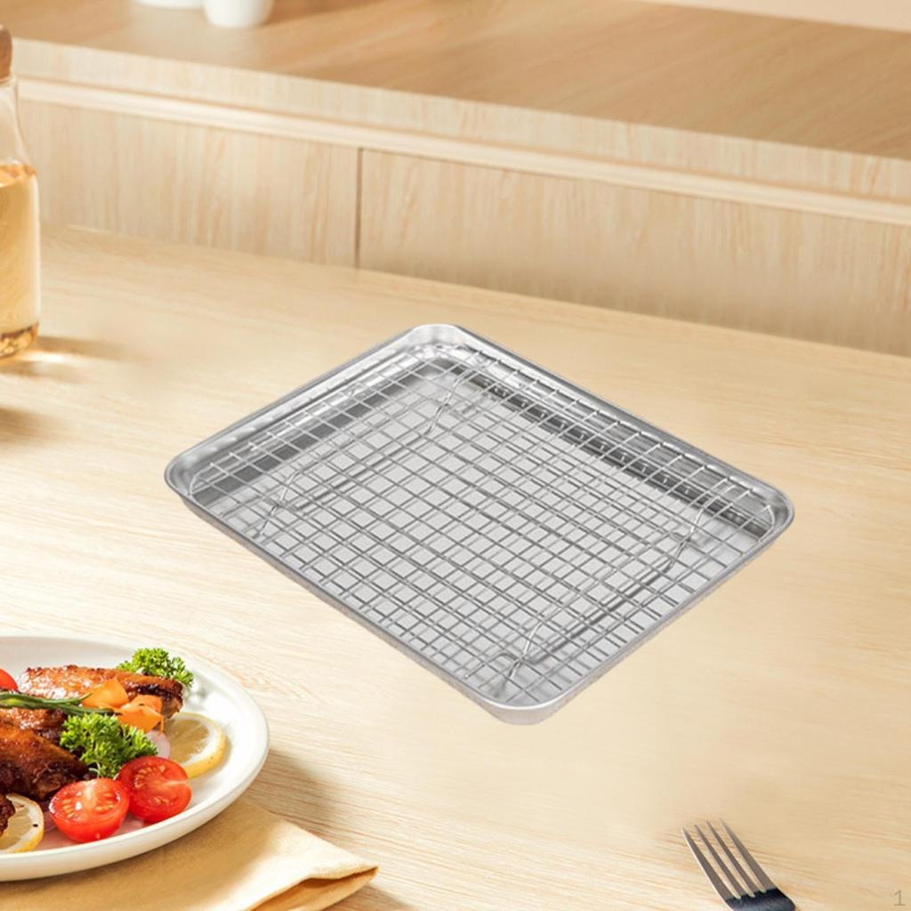 Baking Sheet with Rack Pan Bakeware Wire Stainless Steel Drain Tray for Restaurants