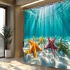 1pc Vibrant Starfish Shower Curtain - Multi-Colored Starfish, Shimmering Water, Tranquil Underwater Scene, Polyester