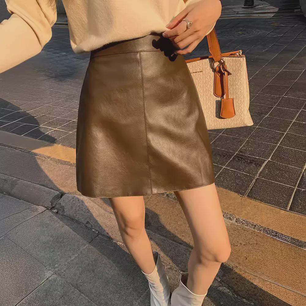 2023 Women's Trendy PU Leather Mini Skirt - Autumn/Winter Hot Girl Style