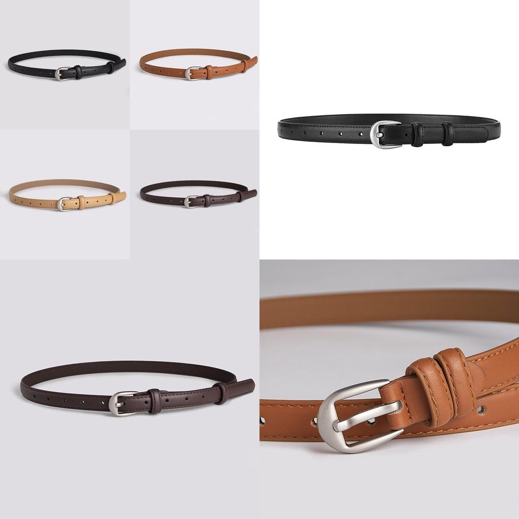 Women Simple Faux Leather Waist Belt For Office And Casual Fashion With Round Metal Buckle