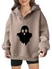 2025 new European and American Halloween women's hooded sweater front and rear pattern winter fleece loose casual