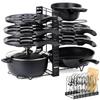 Black Metal 2-in-1 Pot, Pan and Lid Rack