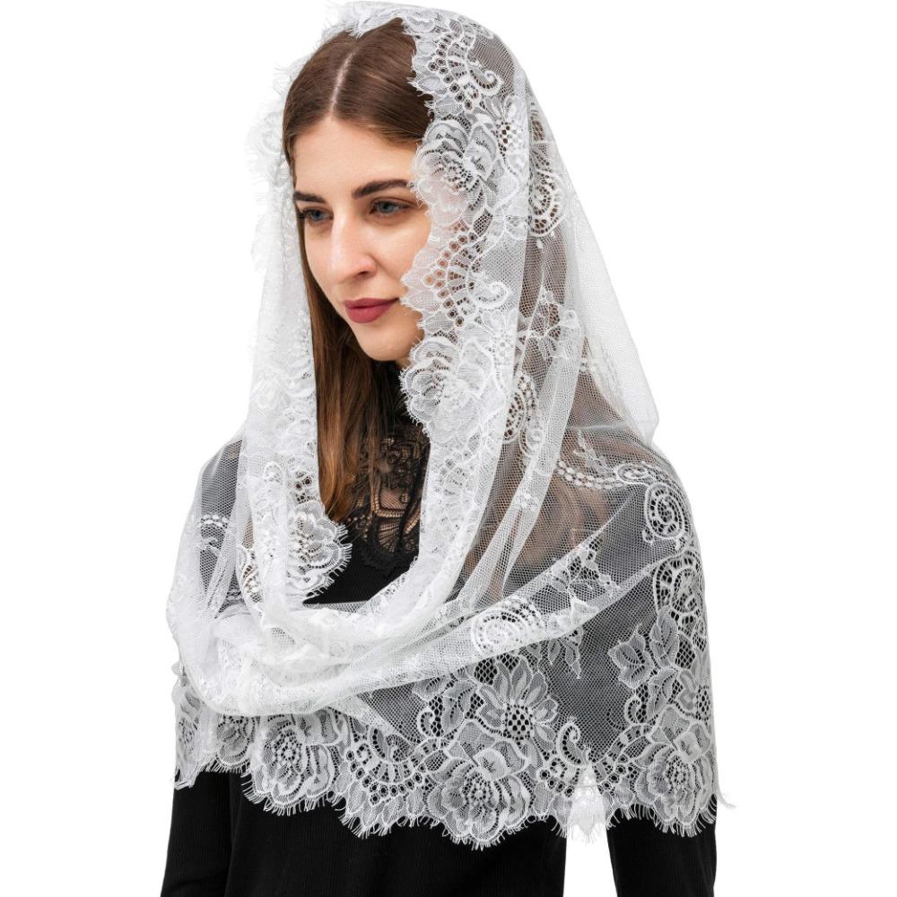 Black Lace Veil Spanish Style Lace Traditional Vintage Inspired Infinity Shape Mantilla Veil Latin Mass Head Covering