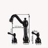 Schwarzer Massivmessing Badezimmer Waschbecken Armatur Antikmessing Küchenspüle Wasserhahn Doppelgriffe 3 Stück Waschbecken Armaturen