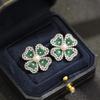 New Medieval Vintage Four Flower Stud Earrings Freshwater Pearl Earrings Full of Zircon Heavy Industry Earrings Women