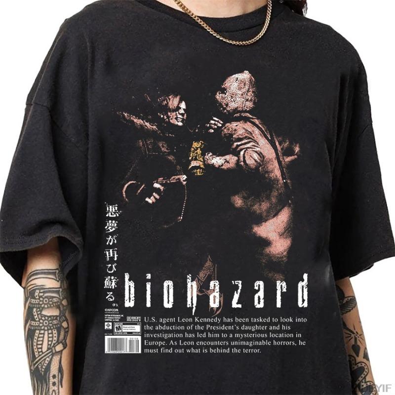Retro Resident Evil Requiem T-shirt, Resident Evil Game T-shirt, Summer New Cotton Retro Unisex Casual Fashion T-shirt