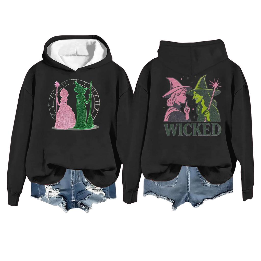 Women's Fashion Casual Long Sleeve Loose Printed Pullover Sports Long Sleeve Hooded Sweatshirt