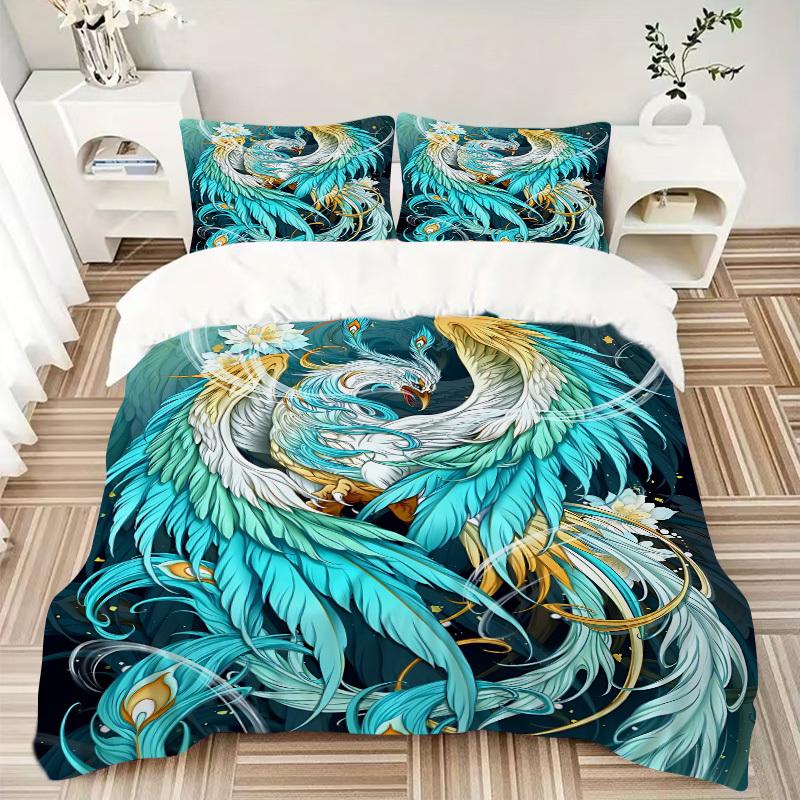 3pcs Fantasy Phoenix Duvet Cover Set - Includes 1 Duvet Cover and 2 Pillowcases, No Quilt Core, All-Season Home Decor yy251111017