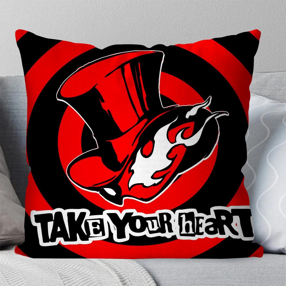 

P-Persona 5 Role Playing Game Pillow Case Square Pillow Bedroom Sofa Leisure ComfortCushionCar Living Room Home Decoration 40X40 12x12Inch