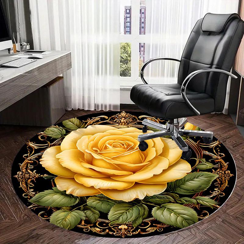 1pc Office Carpet Chair Mats Golden Rose Ornament Perfect for Decorating Office Chairs, Living Rooms, Or Bedrooms