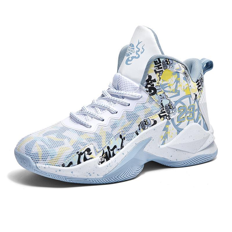 New Mesh Basketball Shoes Men's High-top Sports Shoes Teenagers Junior High School Students Leisure Sports Running Shoes