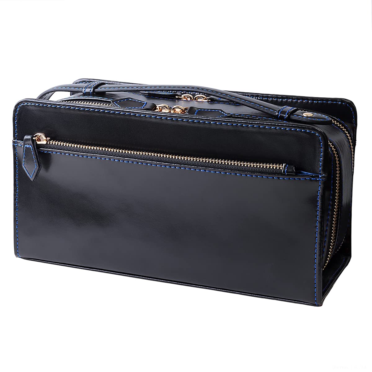 

Вместительная кожаная вторая сумка с двойной молнией и дизайнерским цветом, клатч x [Diablo] Мужская коробчатая [KA-3111] (Черный Синий)