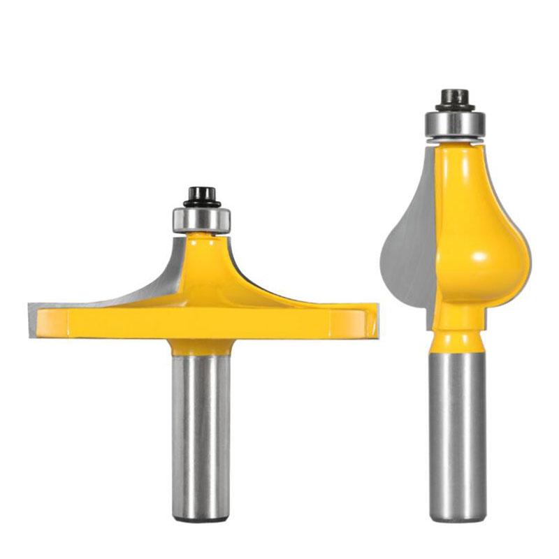 Set di 2 frese per corrimano standard/a flauto, utensili da taglio per lavorazione del legno, 8 mm, 12 mm, gambo da 1/2 pollice