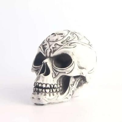 Skull Statue with Pattern Totem Resin Crafts Gothic Style Home Decoration Sculpture Halloween Party Decor Ornaments Gifts