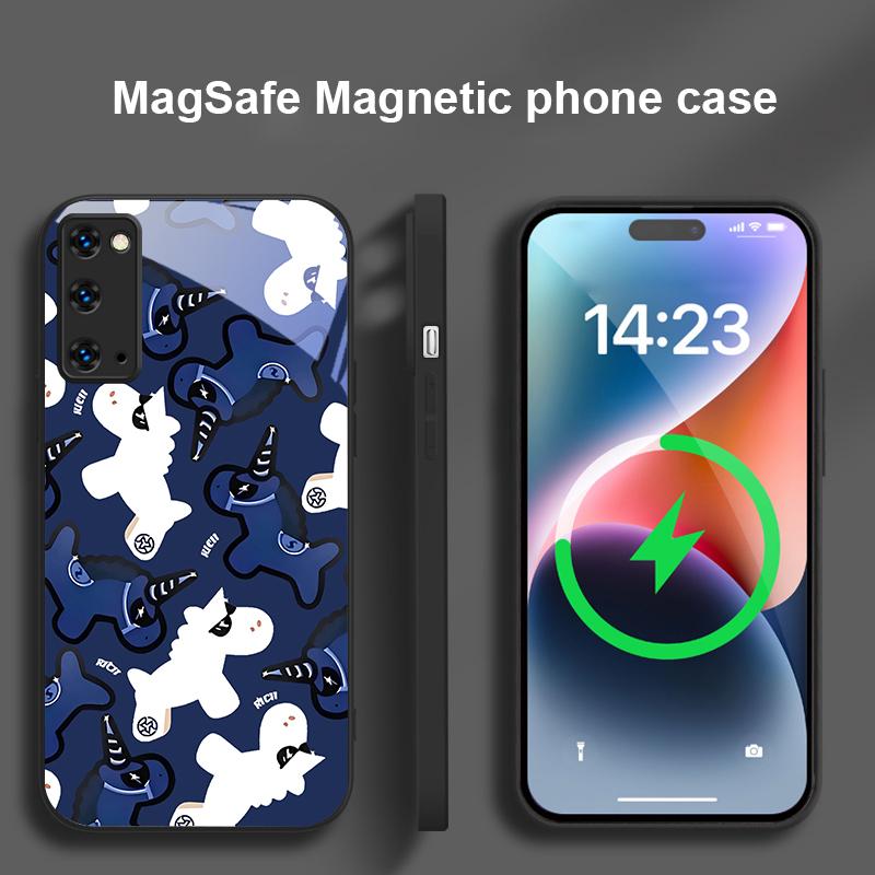 Unicorn cartoon wallpaper For Magsafe Samsung S25 S25 Edge S25Ultra S8 9 10 20 S21 Pro 22 Plus S23 FE S24 Ultra Glass Phone Case
