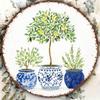 Round Metal Lemon Tree Wall Art Mediterranean Kitchen Balcony Decor 20x20cm