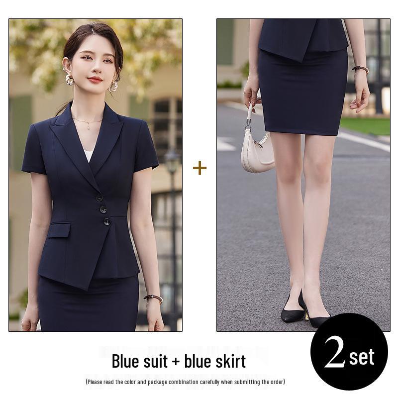 Women's Summer Professional Business Suit Set - Formal Beauty Salon Reception Workwear
