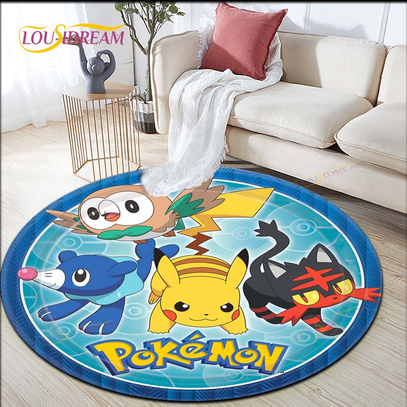 Çizgi Film Pokemon Pikachu Yuvarlak Halı Oturma Odası Halıları Alan Halısı Giriş Matı Yatak Odası Halı Paspası Çocuklar İçin Oturma Odası Halıları