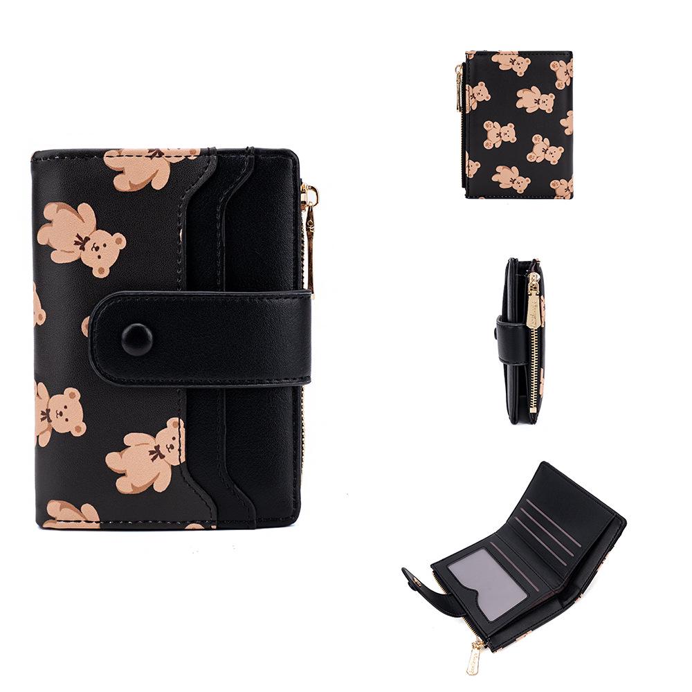 

Women s Cross-Border Multi-Card Wallet - Short Buckle Print Coin Purse and Card Holder. чёрный