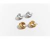 Real Gold-Plated Copper Crazy Sister Classic Three-Tube Earrings: Women's C-Shaped Hoop Silver Needle 300