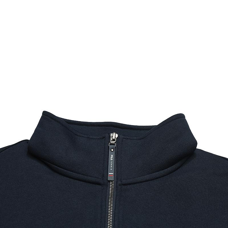 Fila Tennis Casual American Half-Zip Stand Collar Knit Sweatshirt Men Sweatshirt Sky-Blue A11M543206FBU