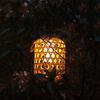 Waterproof Solar Lantern 800 MAH Warm Light Imitation Rattan Lantern Retro Style Pendant Lights Imitation Bamboo Lantern