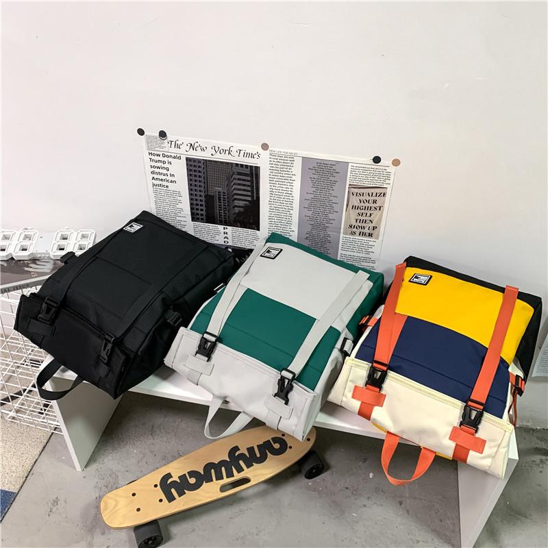 Trendy and Cool Color Matching Neutral Crimping Lock Student Schoolbag Daily Travel Large-capacity Backpack