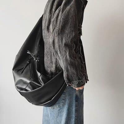Stylish Dumpling Shaped PU Crossbody Bag for Men Suitable for Casual Outings and Large Capacity Needs