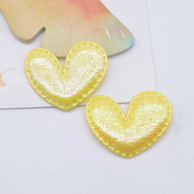 30Pcs 43*35mm Glitter Heart Applique Padded Patches for Clothes Hat Crafts Sewing Supplies DIY Headwear Hair Clips Bow Decor