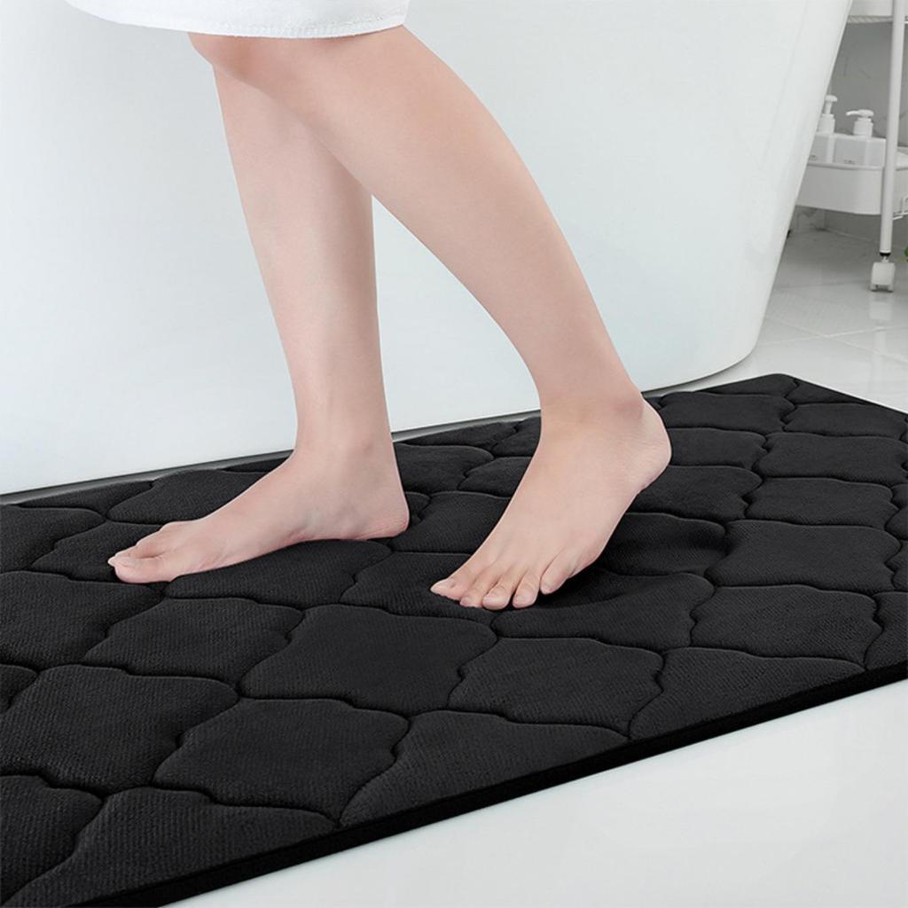 Rhombus Emboss Bathroom Cashmere Thickening Mat Bath Non-slip Carpets In Wash Basin Bathtub Side Floor Rug Shower Room Doormat Memory Foam 3D Pad