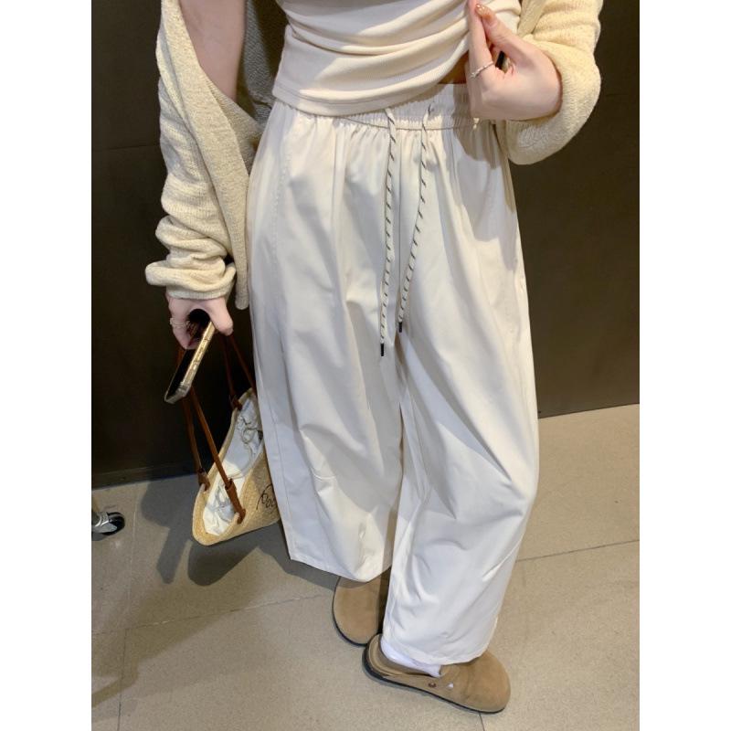 Women's Slimming Wide-Leg White Nine-Point Pants - Quick-Dry, Versatile, Casual