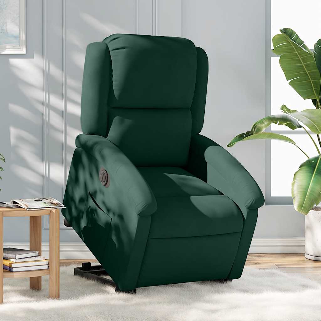 Electric Recliner Chair with Rising Function Dark Green Velvet