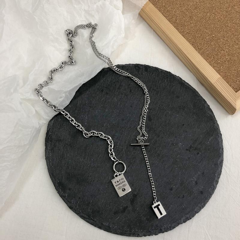Autumn and winter niche design sweater chain male trendy hip hop versatile neutral accessories long titanium steel sweater necklace female