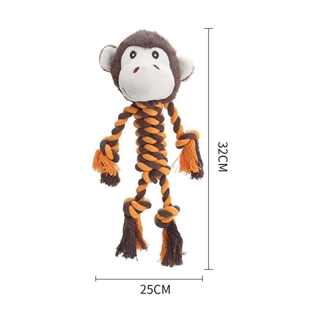 

Пищащая игрушка для домашних собак, мягкая плюшевая игрушка для жевания, в форме животного, устойчивая к укусам, хлопковая веревка, игрушки для маленьких собак, товары для домашних животных