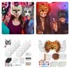 Therian Masken Set Felle, Augennetz, Filzbogen DIY Füchse Katzen Maske zum Bemalen Pelzige Tiermaske Ausrüstung für Halloween Cosplay