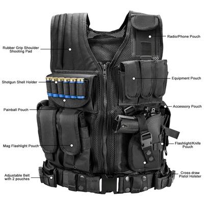 Gilet tactique multi-poches Swat Army Gilet blindé de combat jungle Vêtements de protection Sécurité Chasse Extérieur Jeu CS Veste d'entraînement Airsoft
